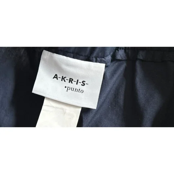 AKRIS PUNTO Ferry Mid-rise Cropped Pants Navy Blue Cotton Cuffed Hem Size 6